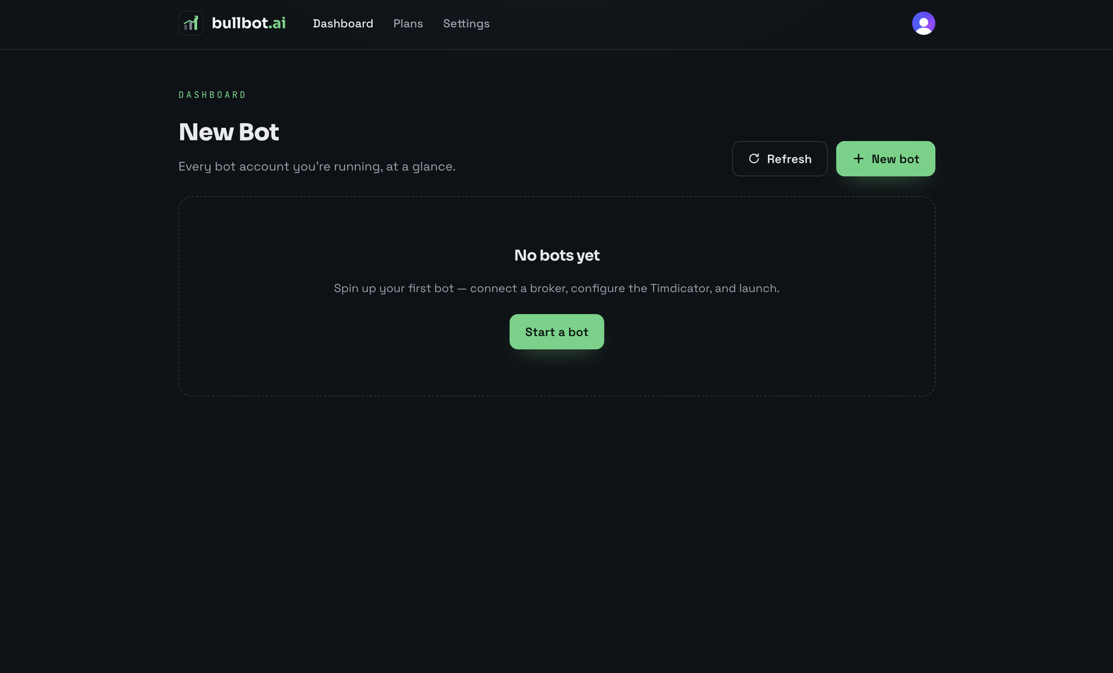 The bullbot.ai portal